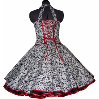 50er Jahre Kleid zum Petticoat schwarz weiße Blumen zur Jugendweihe
