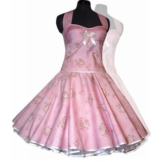50er Jahre Kleid zum Petticoat Tanzkleid Vintage rosa Rosen Punkte 36