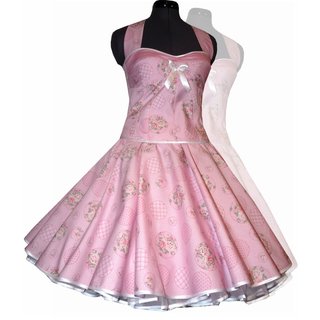 50er Jahre Kleid zum Petticoat Tanzkleid Vintage rosa Rosen Punkte 36