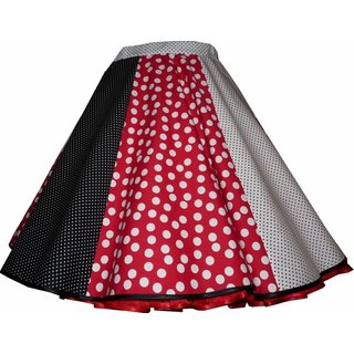 50er Jahre Tanzrock Tellerrock zum Petticoat große kleine Punkte schwarz weiß rot