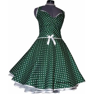 Punkte Petticoat Kleid 2 dunkelgrün kleine weiße Tupfen