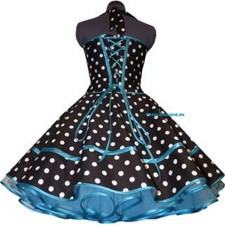 50er Punkte Corsagenkleid schwarz Tupfen wei 18mm