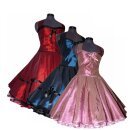 Taftkleid zum Petticoat Korsage bordeaux 50er Jahre Stil