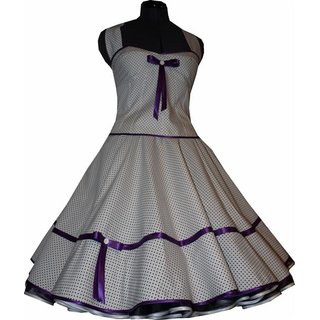 50er Jahre Punkte Petticoat Kleid Rockabilly Brautkleid Hochzeit weiß  schwarze kleine Punkte