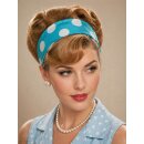 Haarband Rockabilly türkis weiße Punkte