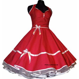 Punkte Petticoat Kleid 2 rot winzige weie Tupfen