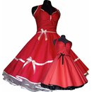 Punkte Petticoat Kleid 2 rot winzige weie Tupfen