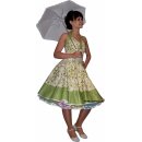 Exklusives Petticoatkleid grün creme mit Fliederblüten