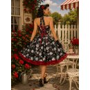 Schwarzes Abendkleid Tanzkleid weiße Paisleyblumen