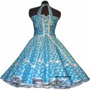 50er Kleid 3 türkis tanzende weiße Punkte weiss