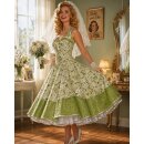 Brautkleid 50er Jahre Korsage Petticoatkleid grün creme Fliederblüten