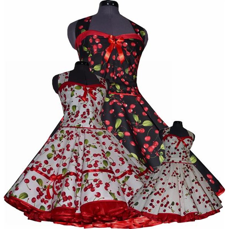 Petticoat Kleid Rote Kirschen Rockabillykleid Verschiedene Farben T