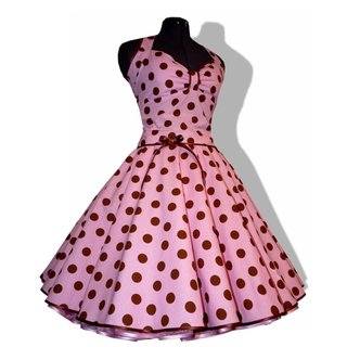 50er Rockabilly Petticoatkleid rosa braune Punkte