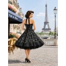Schwarzes Kleid zum Petticoat mit Rosenblüten Gr 36