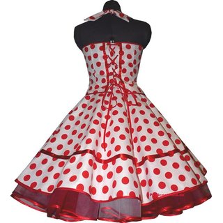 Weißes 50er Korsage Petticoat Kleid rote Punkte