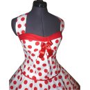 Weißes 50er Korsage Petticoat Kleid rote Punkte