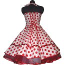 Weißes 50er Korsage Petticoat Kleid rote Punkte