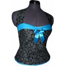 50er Jahre Petticoatkleid festlich schwarz weiße Blumen Punkte Jugendweihe 32-46