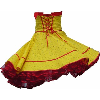 Kleid Sandy gelb mit roten Blümchen