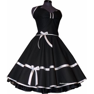 Tanzkleid schwarz Kleid zum Petticoat  Band weiß schwarze Punkte