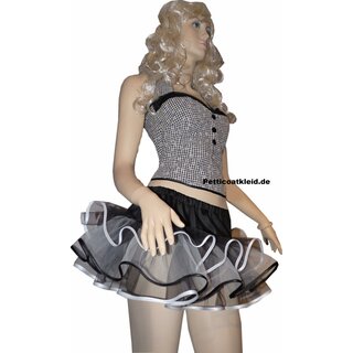 Hot sexy Petticoat kurz schwarz weiß, Tütü Tüllrock Unterrock 27 cm