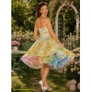 Petticoat Kleid weiß grüne Retro Blüten...