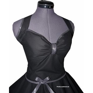 Rockabilly Kleid schwarz Petticoat Band schwarz weiße Punkte