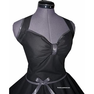 Rockabilly Kleid schwarz Petticoat Band schwarz weie Punkte