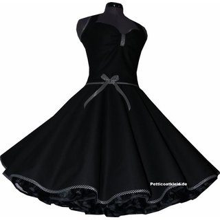 Rockabilly Kleid Schwarz Petticoat Band Schwarz Weisse Punkte