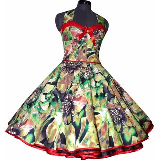 50er Jahre Kleid Blumen zum Petticoat grün schwarz