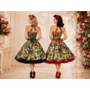 50er Jahre Kleid Blumen zum Petticoat grün schwarz