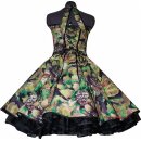 50er Jahre Kleid Blumen zum Petticoat grün schwarz