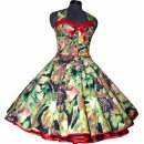 50er Jahre Kleid Blumen zum Petticoat grün schwarz