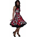 Petticoat Kleid rote Mohn Retroblüten schwarze Punkte