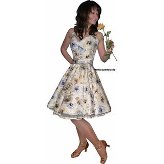 Petticoat Kleid creme filigrane silberne braunen Rosen