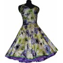 50er Petticoat Kleid filigrane grüne lila Rosen gerafft