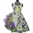50er Petticoat Kleid filigrane grüne lila Rosen gerafft
