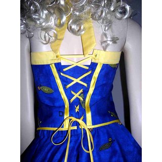 Kleid Sandy blau mit gelben Trägern