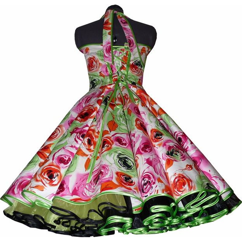 Petticoat Kleid filigrane pinkfarbene Rosen - Tanzkleid ...