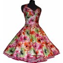 50er Jahre Petticoat Kleid pink grüne filigrane Rosen Blumen Vintage 34-44