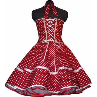 50er Jahre Petticoatkleid rot kleine weiße Punktekleid mit Korsage