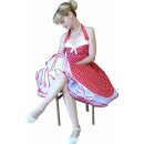50er Jahre Petticoatkleid rot kleine weiße Punktekleid mit Korsage