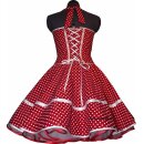50er Jahre Petticoatkleid rot kleine weiße Punktekleid mit Korsage