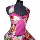 Korsagen Petticoat Kleid pink grüne Rosen