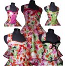 Korsagen Petticoat Kleid pink grüne Rosen