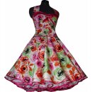 Korsagen Petticoat Kleid pink grüne Rosen