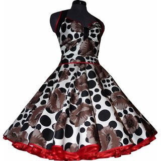 Rassiges Petticoat Kleid braune Mohnblumen schwarze Punkte