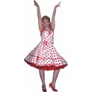 Punktekleid Rockabilly weiß große rote Punkte