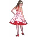 Punktekleid Rockabilly weiß große rote Punkte