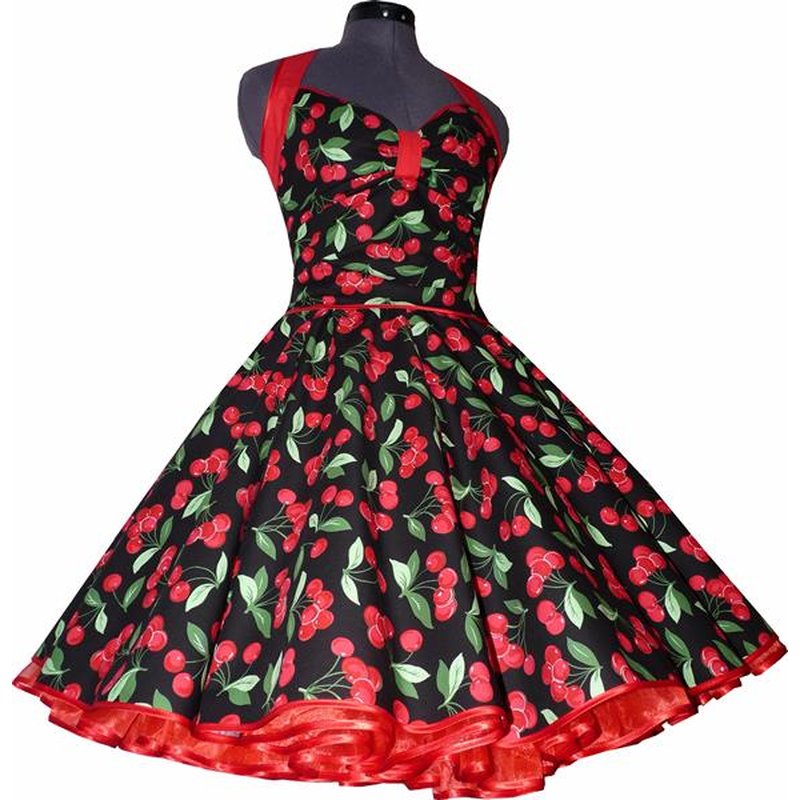 Kirsch Petticoat Kleid schwarz Cherry rot 3 D - Tanzkleid ...